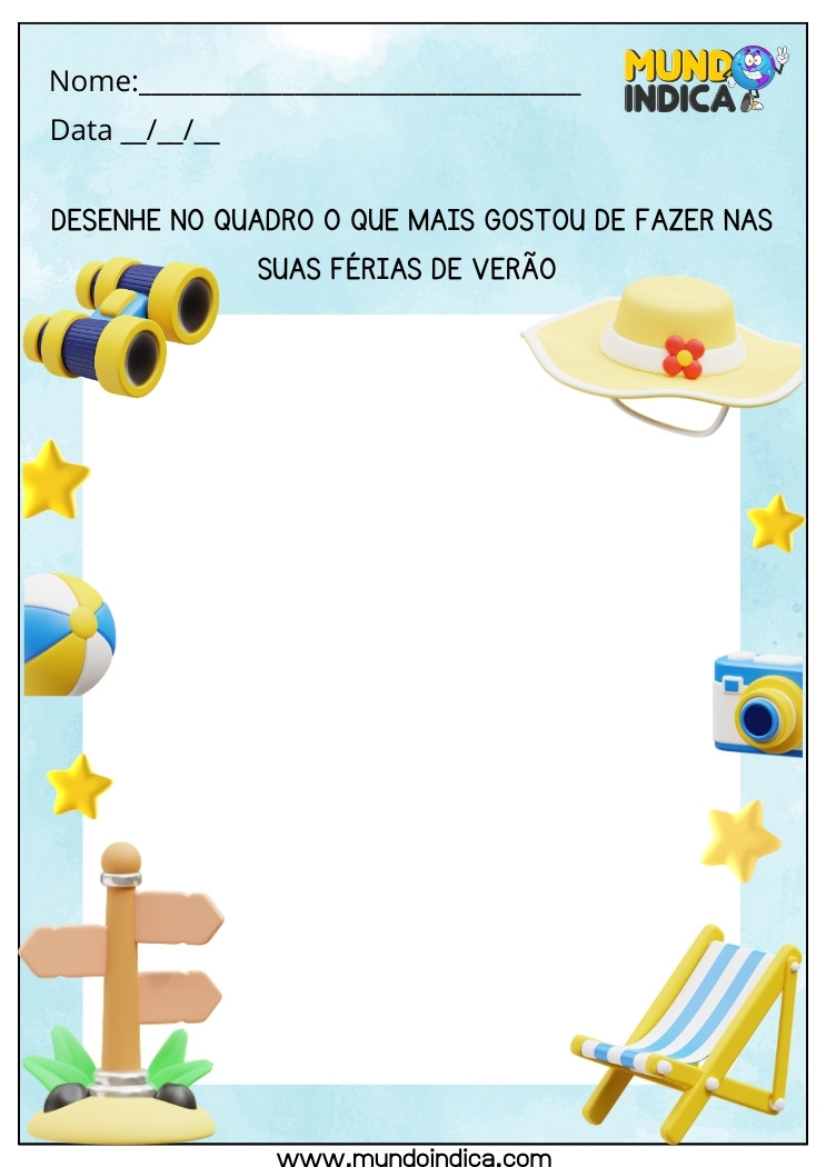 Atividade de Férias para TDAH com Desenho para Imprimir