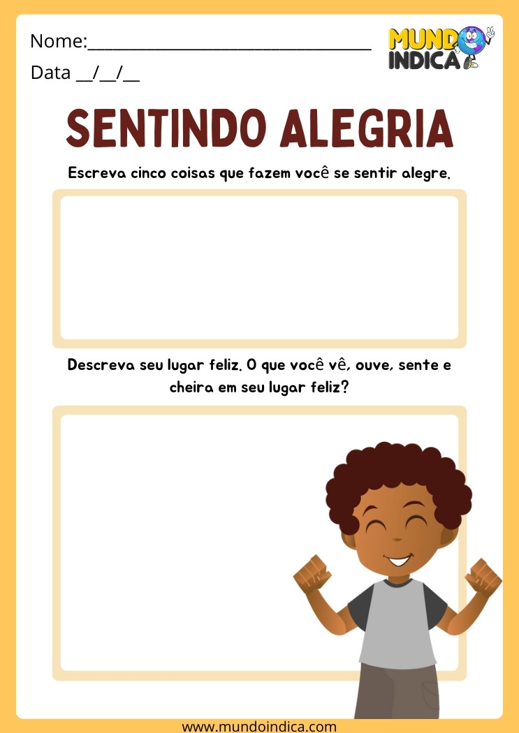 Atividade de Reflexão sobre a Alegria para Trabalhar em Crianças com Autismo