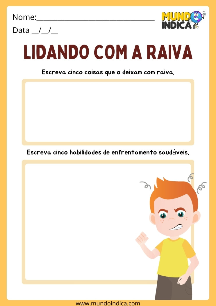 Atividade para Lidar com a Raiva para Trabalhar em Crianças com TEA