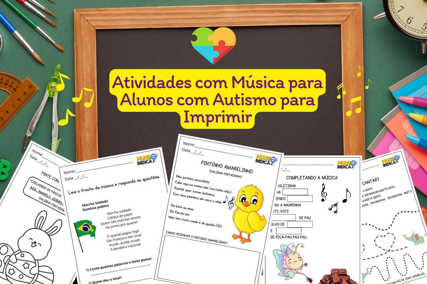 Atividades com Música para Alunos com Autismo para Imprimir