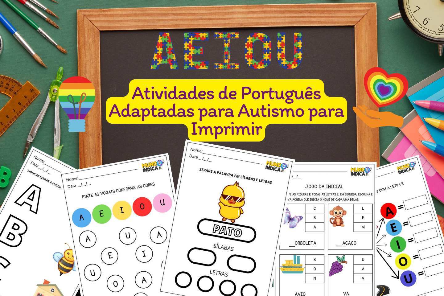 Atividades de Português Adaptadas para Autismo para Imprimir