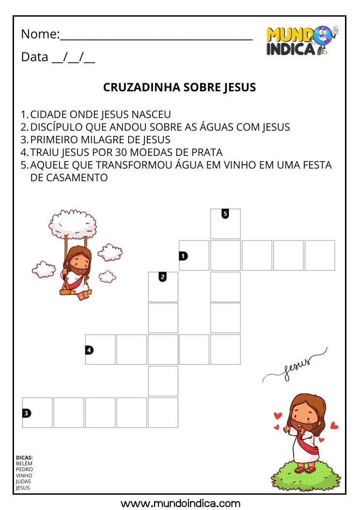 Cruzadinha Bíblica sobre Jesus para Imprimir