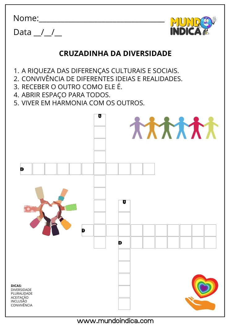 Cruzadinha da Diversidade para Imprimir