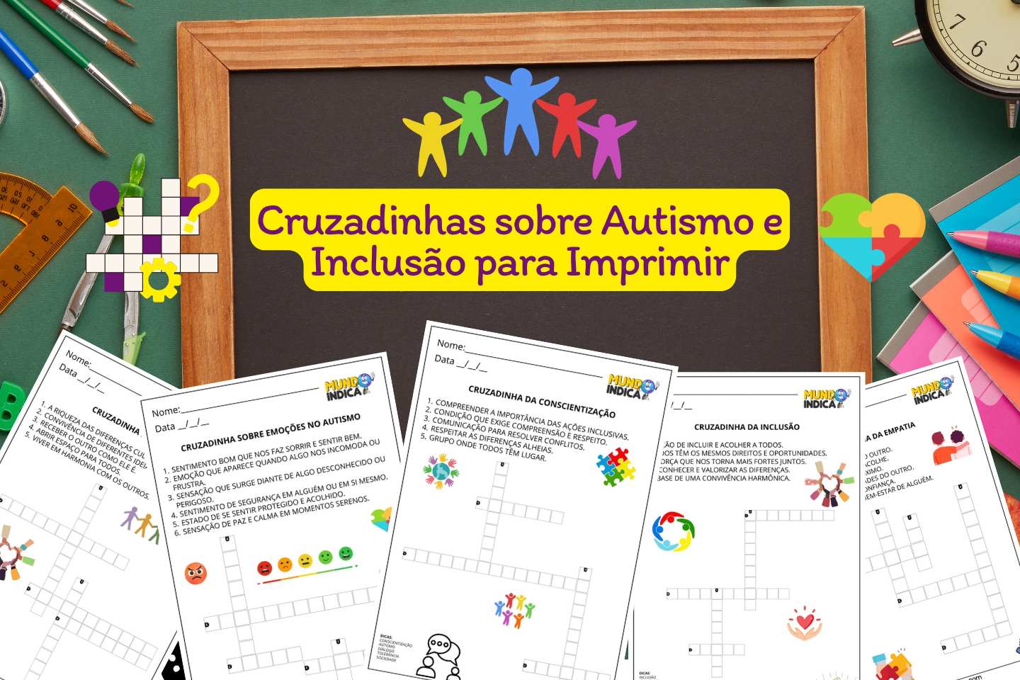 Cruzadinhas sobre Autismo e Inclusão para Imprimir