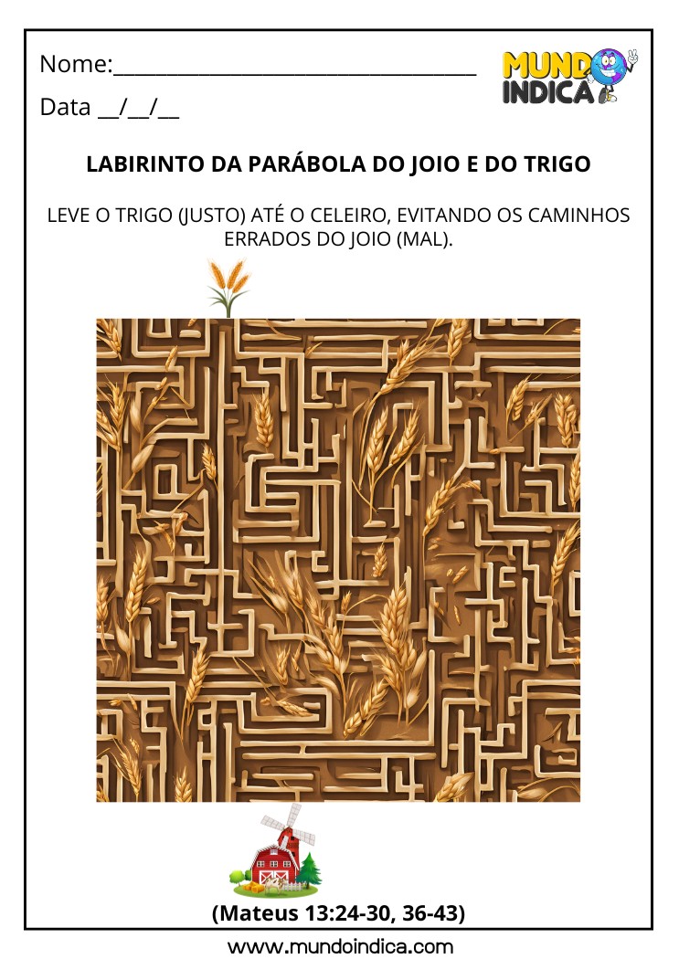 Labirinto Bíblico sobre a Parábola do Joio e do Trigo para Imprimir