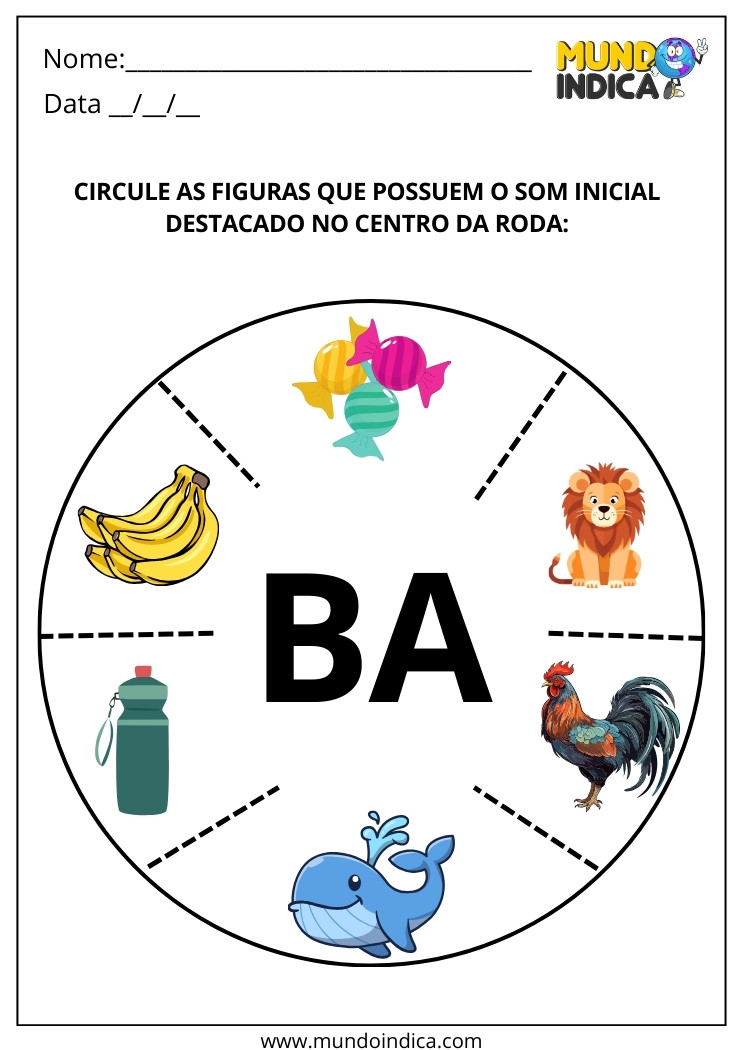 Atividade de Inclusão Português Roda de Aliteração para Imprimir