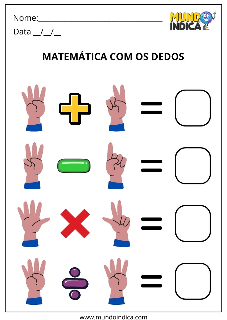 Atividade de Matemática com Dedinhos para Imprimir