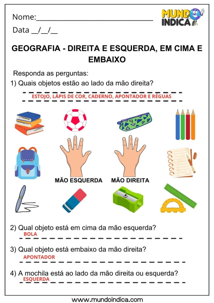 20 Atividades de Geografia para 1 ano Ensino Fundamental com Respostas
