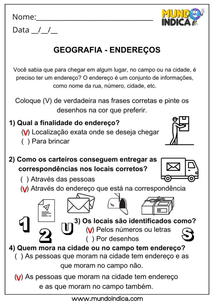 20 Atividades de Geografia para 1 ano Ensino Fundamental com Respostas