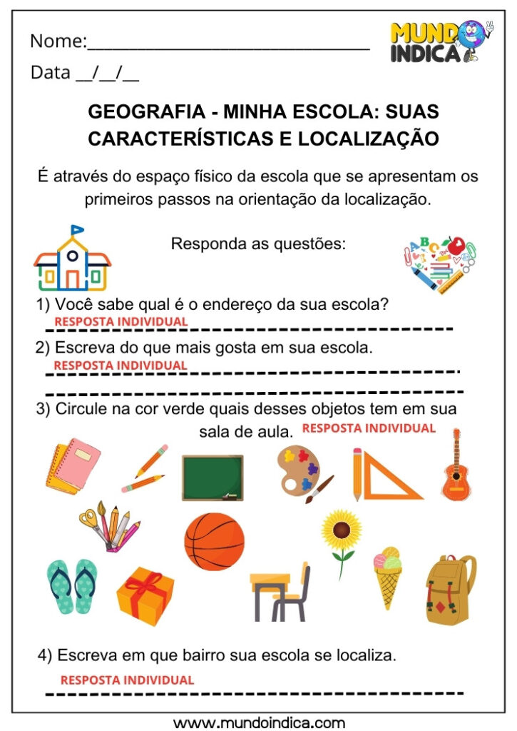 20 Atividades de Geografia para 1 ano Ensino Fundamental com Respostas