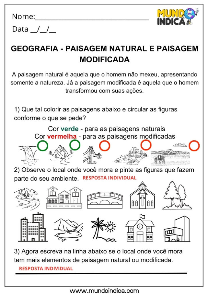 20 Atividades de Geografia para 1 ano Ensino Fundamental com Respostas