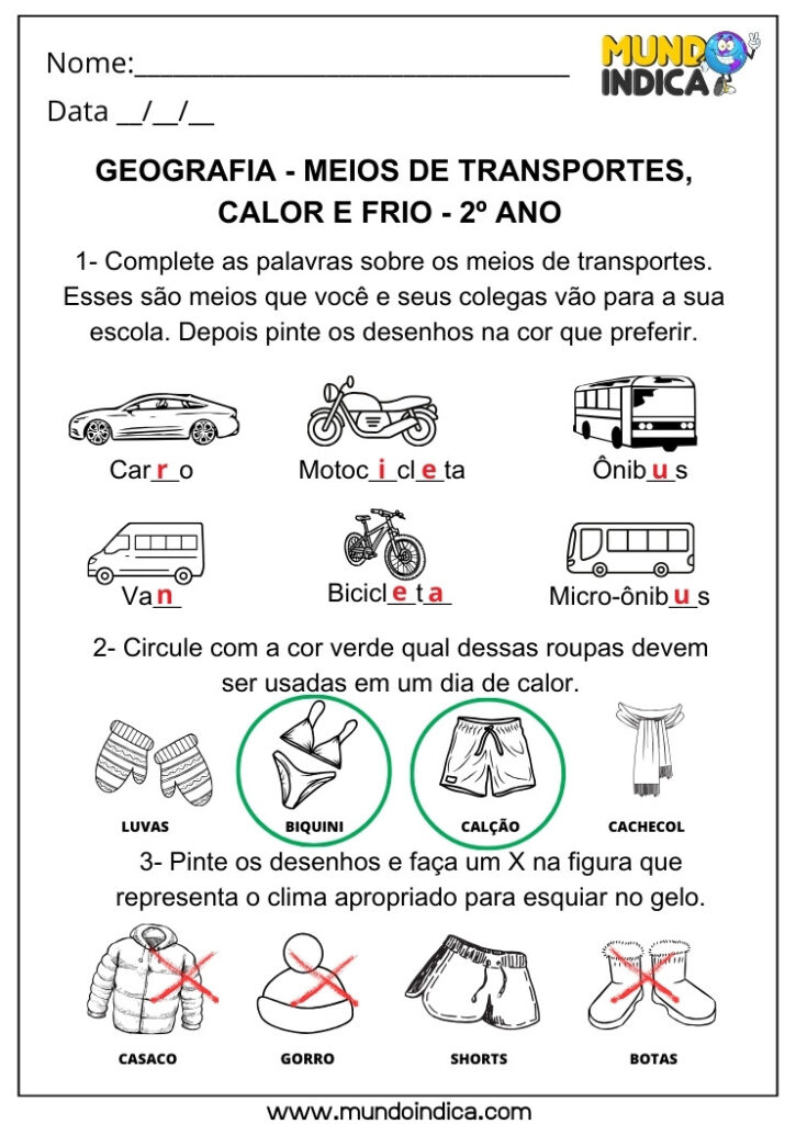 20 Atividades de Geografia para 2 ano Ensino Fundamental com Respostas