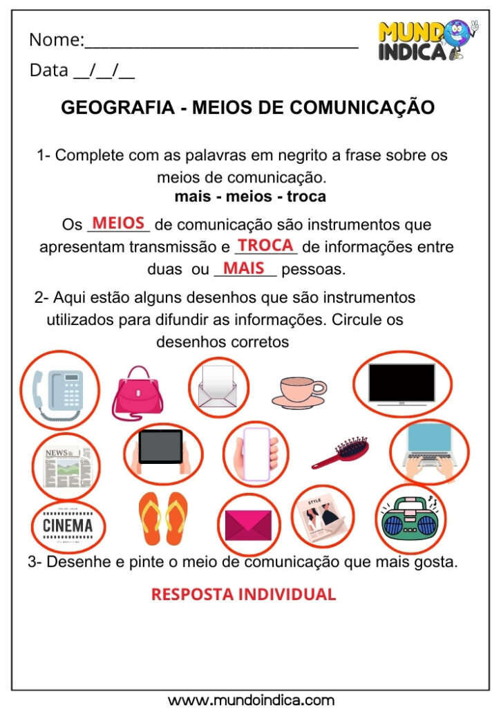 20 Atividades de Geografia para 2 ano Ensino Fundamental com Respostas