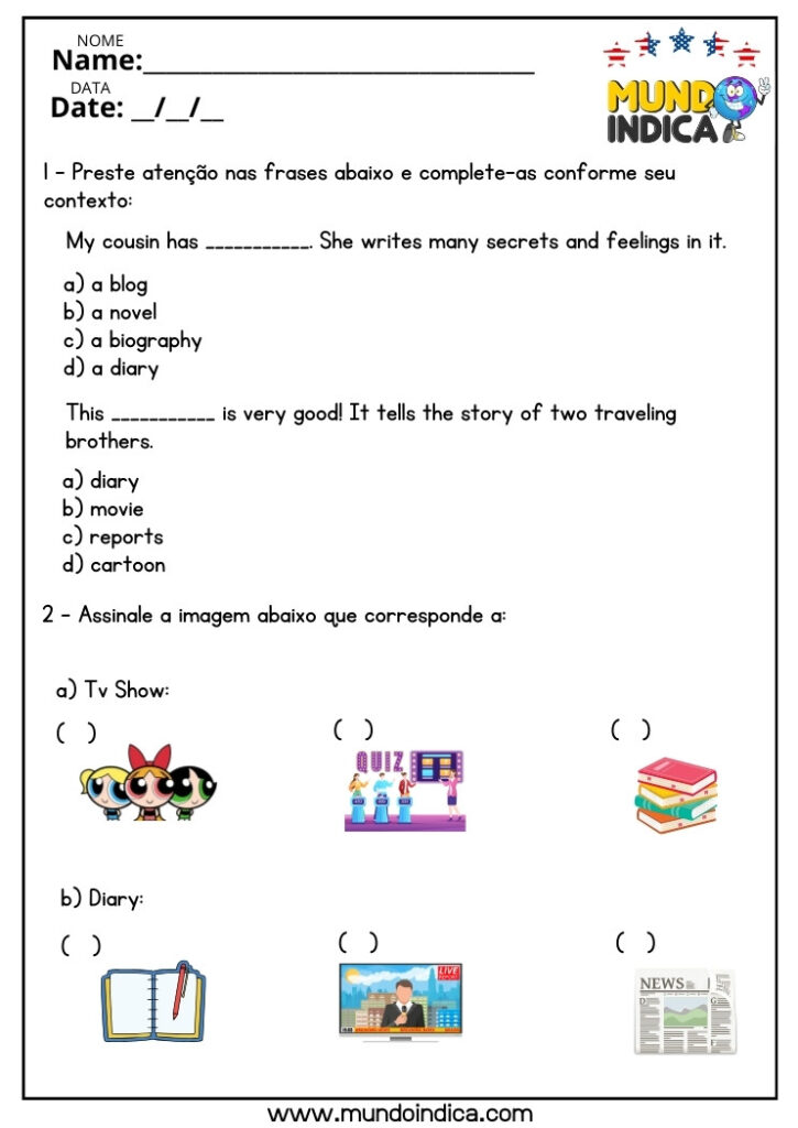 10 Atividades de Inglês para o 9 ano do Ensino Fundamental