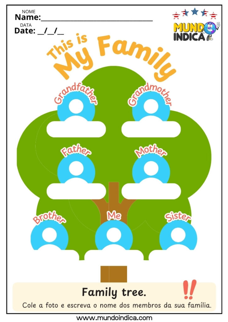 11 Atividades de Inglês My Family para Imprimir