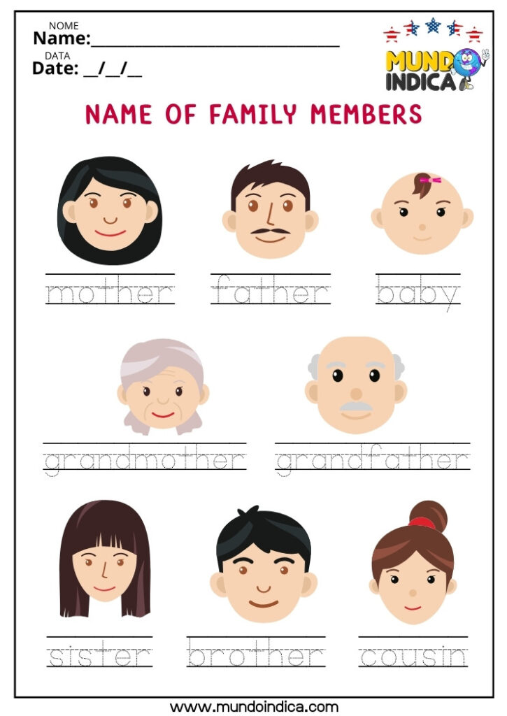 11 Atividades de Inglês My Family para Imprimir