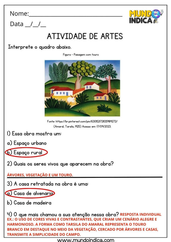 20 Atividades de Artes com Respostas para Imprimir