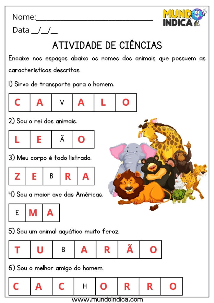 20 Atividades de Ciências para 3 ano Ensino Fundamental com Respostas