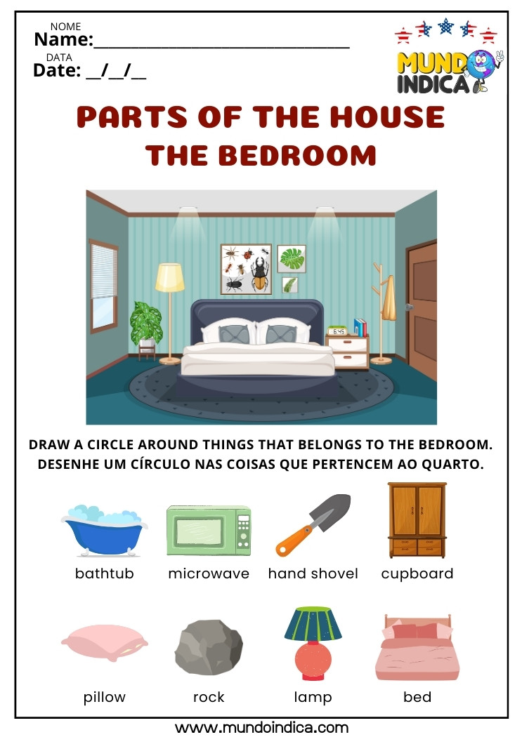 10 Atividades de Inglês My House para Imprimir