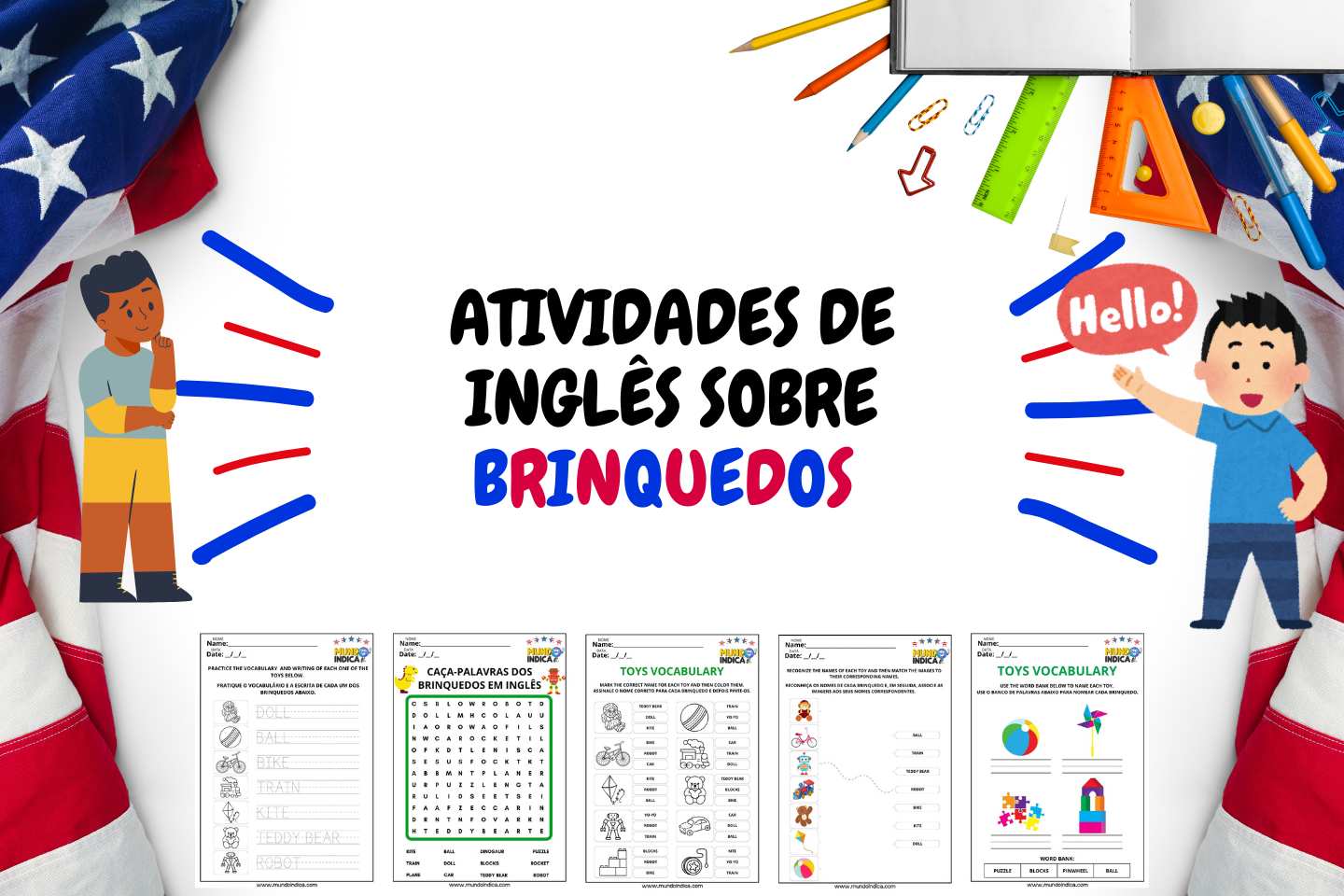 Atividades de Inglês sobre Brinquedos para Imprimir