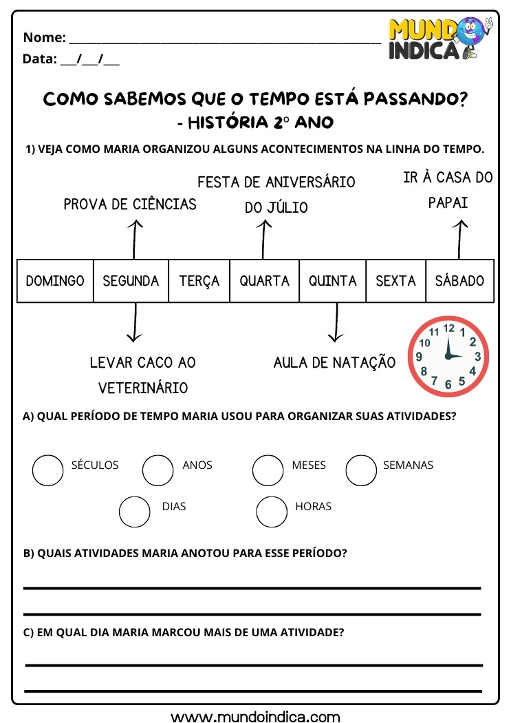Atividade de História 2 ano sobre Formas de Organização de Atividades para Imprimir