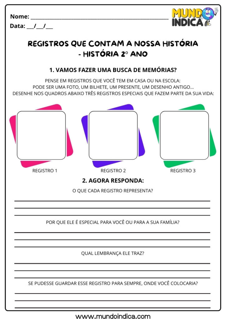 20 Atividades de História 2 ano para Imprimir
