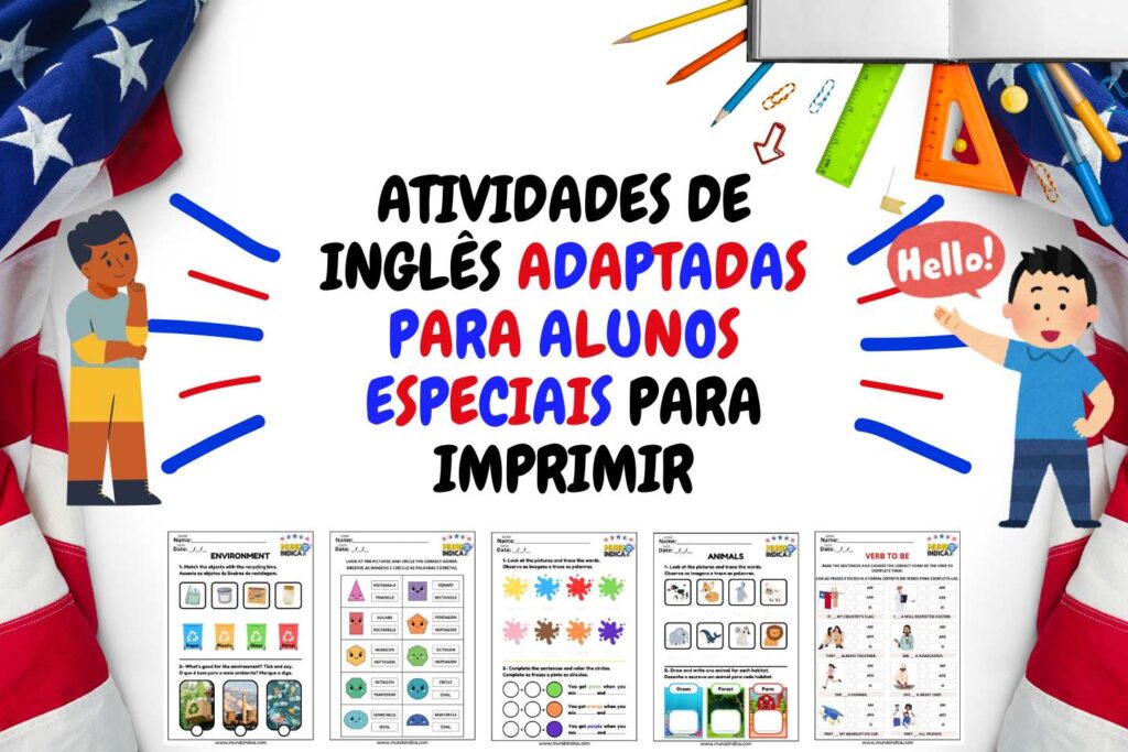 15 Atividades de Inglês Adaptadas para Alunos Especiais para Imprimir