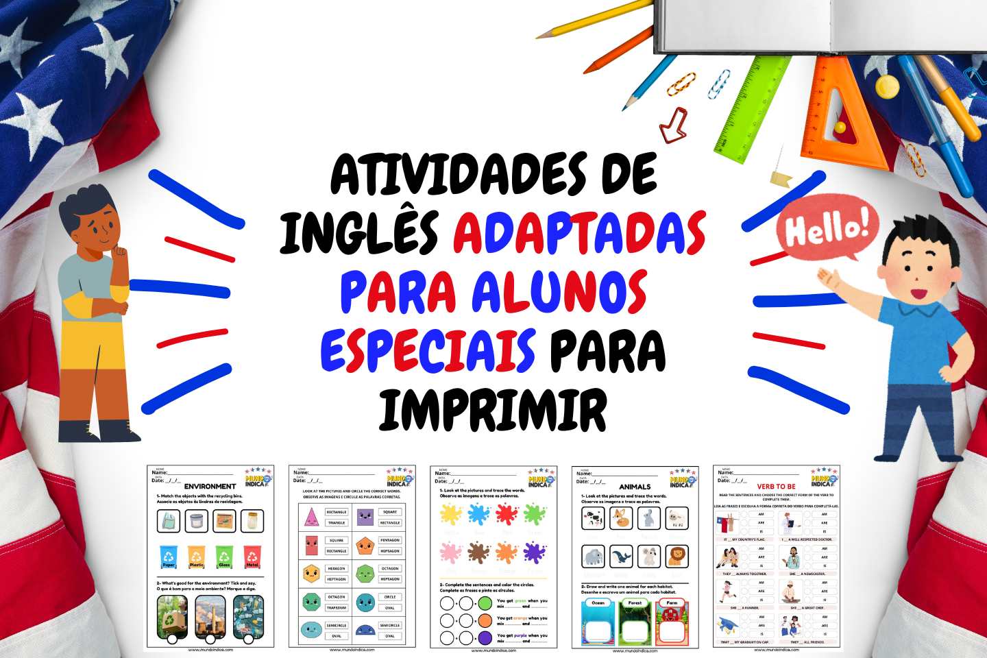 Atividades de Inglês Adaptadas para Alunos Especiais para Imprimir