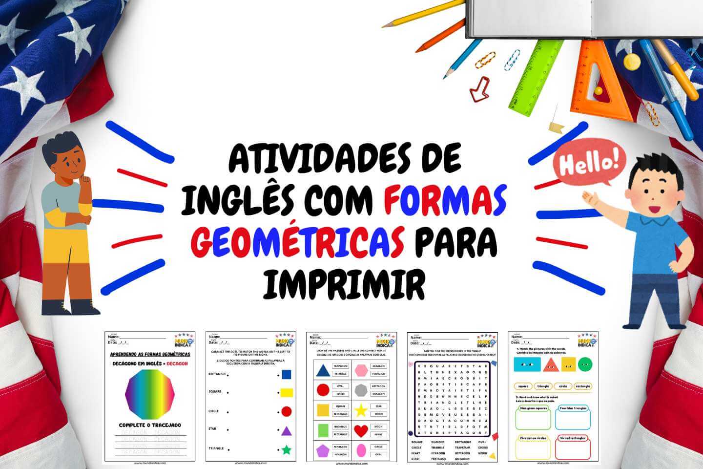Atividades de Inglês com Formas Geométricas para Imprimir
