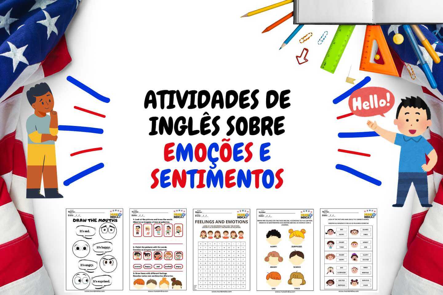 Atividades de Inglês sobre Emoções e Sentimentos para Imprimir