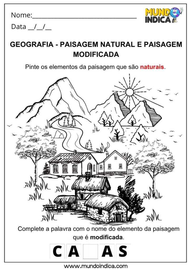 6 Atividades de Geografia sobre Paisagens Naturais e Modificadas