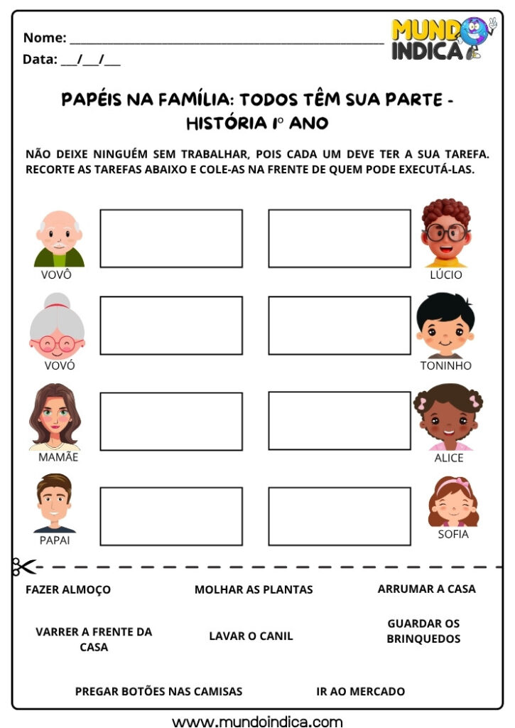 10 Atividades de História sobre Responsabilidades na Família, Escola e ...