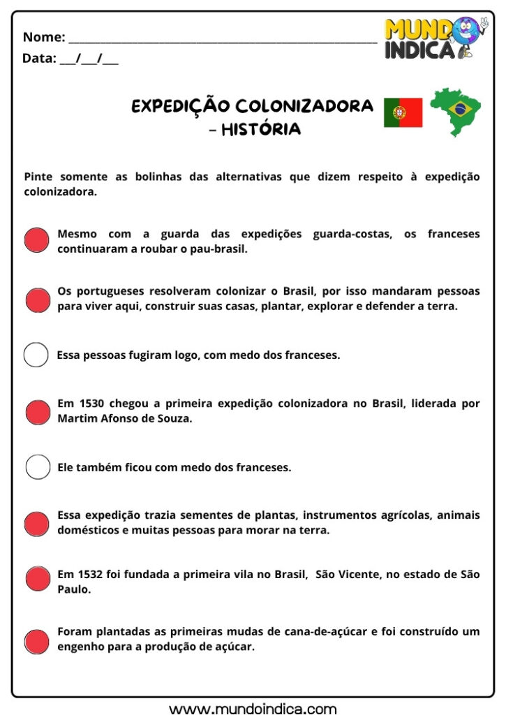 20 Atividades de História com Respostas para Imprimir