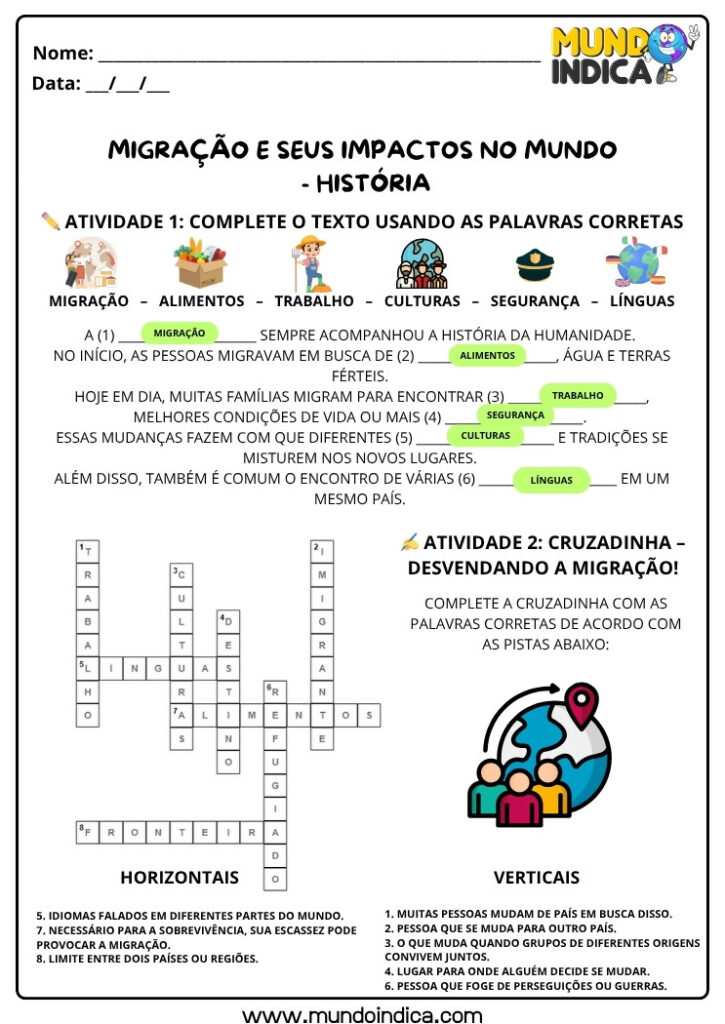 20 Atividades de História com Respostas para Imprimir