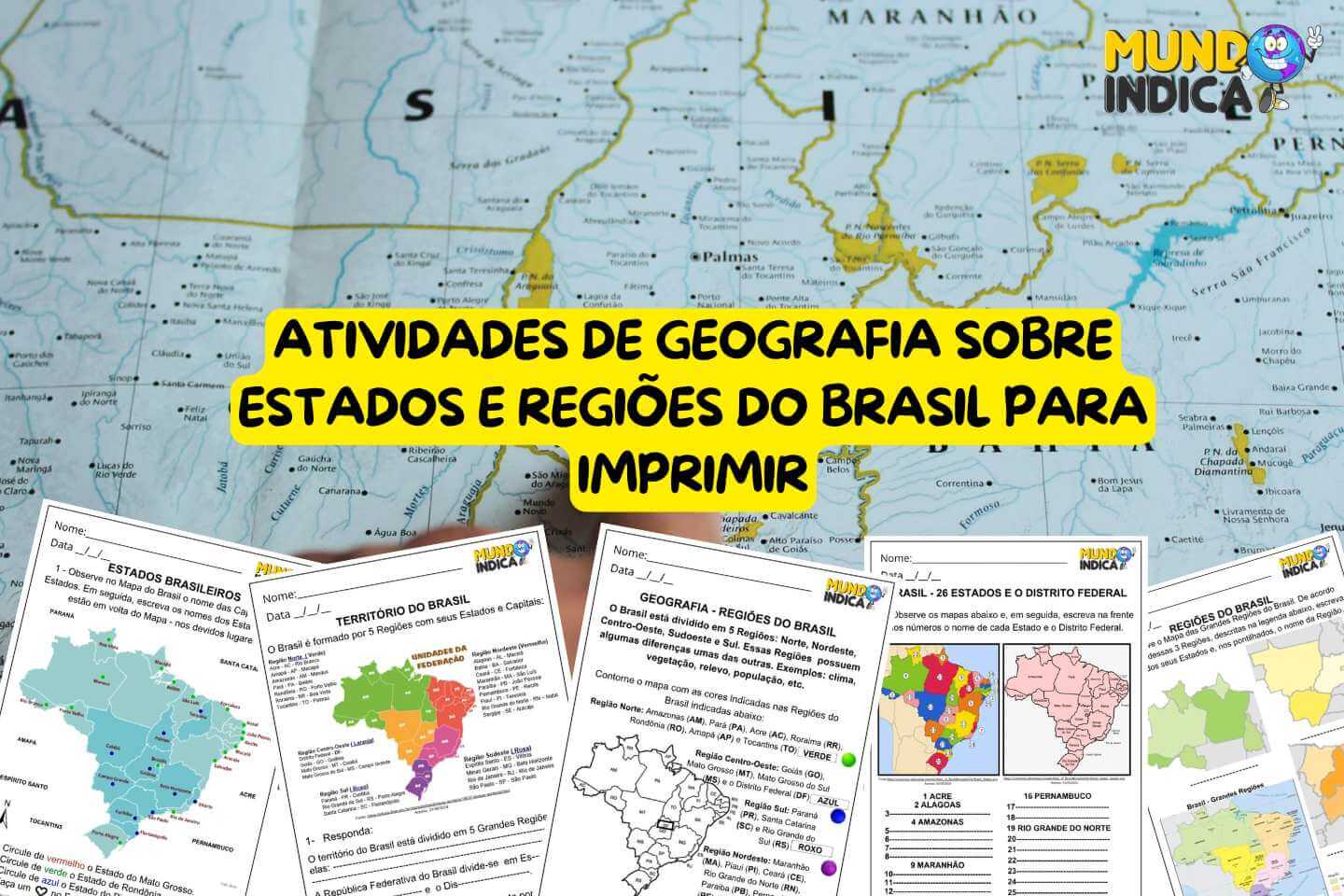 Atividades de Geografia sobre Estados e Regiões do Brasil para Imprimir