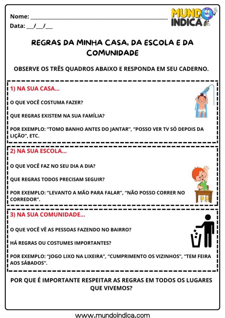4 Atividades de História sobre Regras e Hábitos em Casa, Escola e ...
