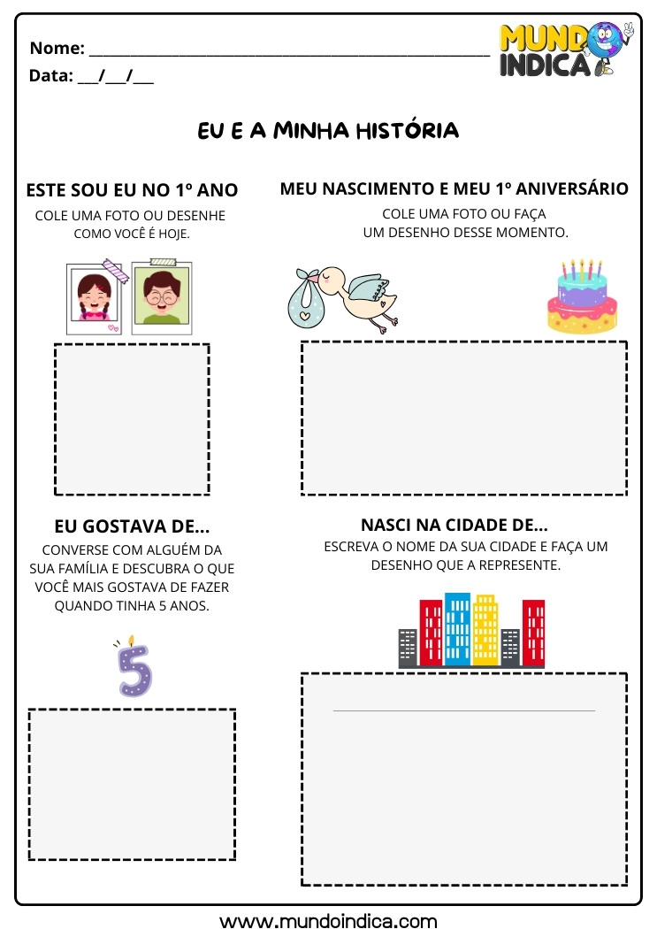Atividade Eu e a Minha História para os Anos Iniciais para Imprimir
