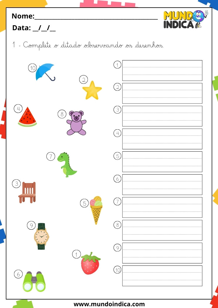 Atividade de Caligrafia Complete o Ditado Usando Letras Cursivas para 4 Ano para Imprimir