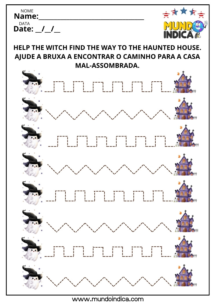 Atividade de Halloween com Coordenação Motora para Imprimir