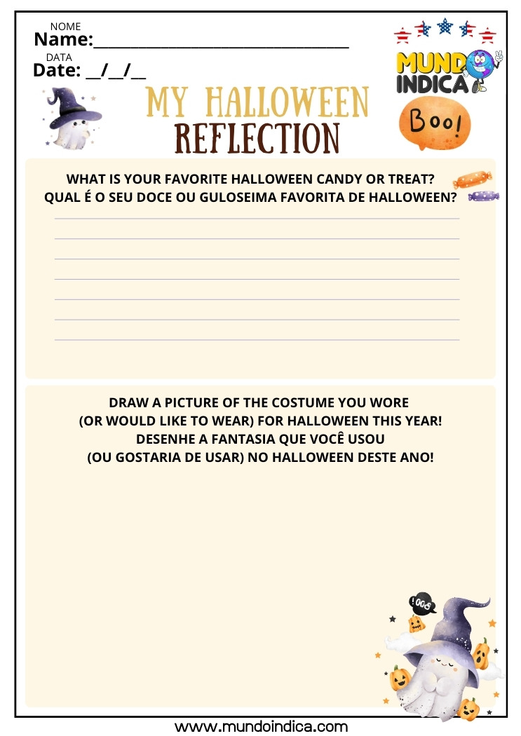 Atividade de Halloween em Inglês​ para Responder as Perguntas