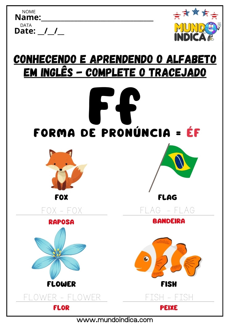 Atividade de Inglês para Crianças Alfabeto 