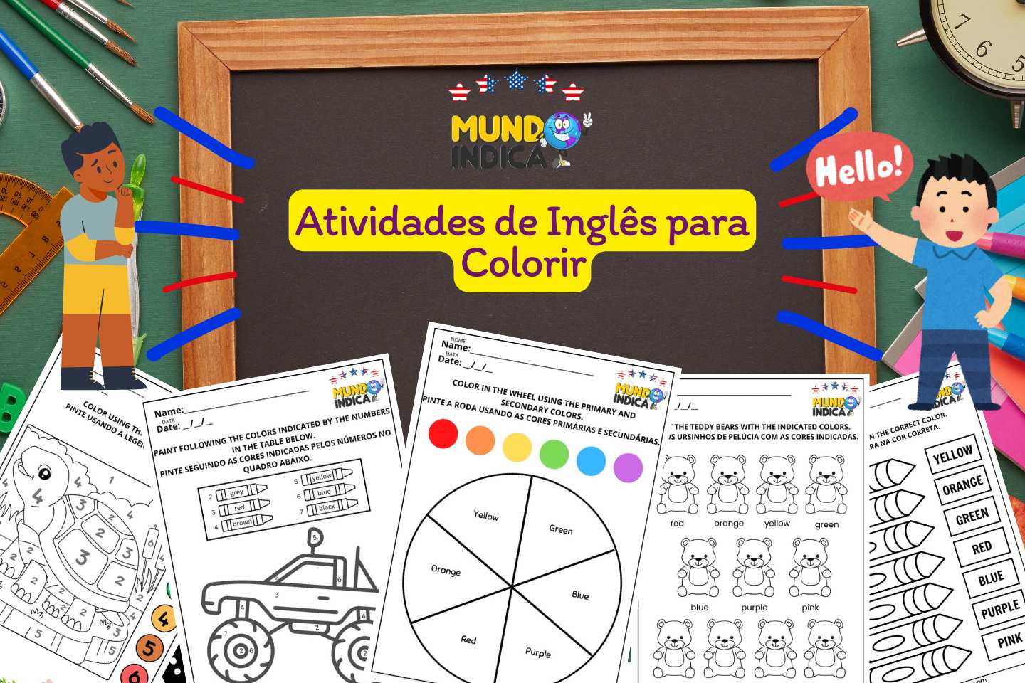 Atividades de Inglês para Colorir