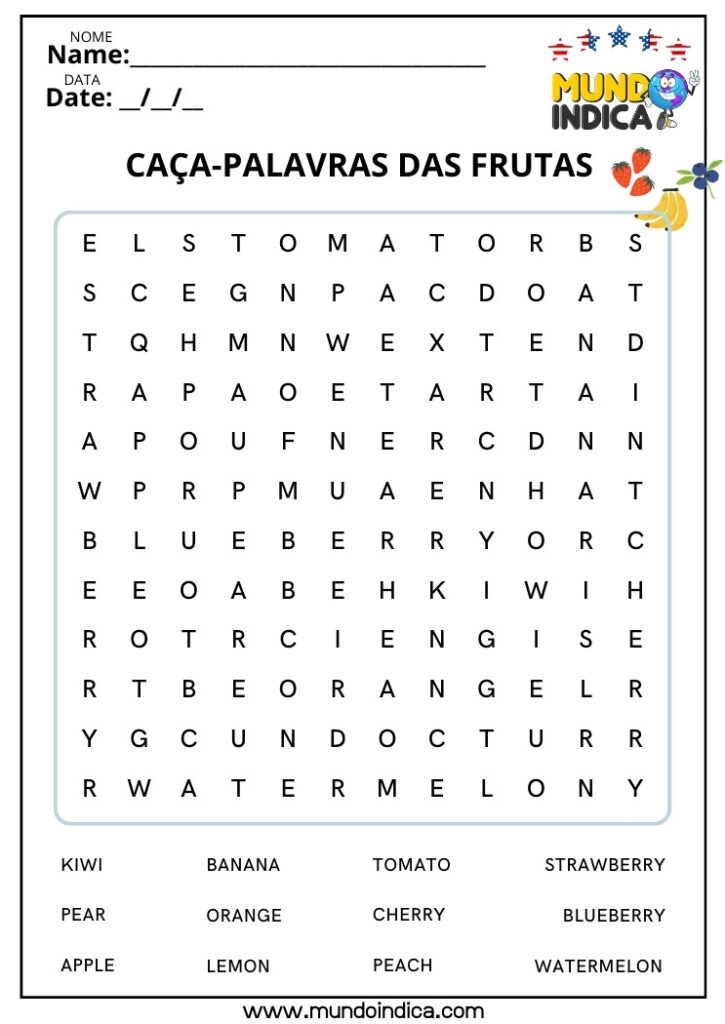 23 Caça-palavras em Inglês para Imprimir