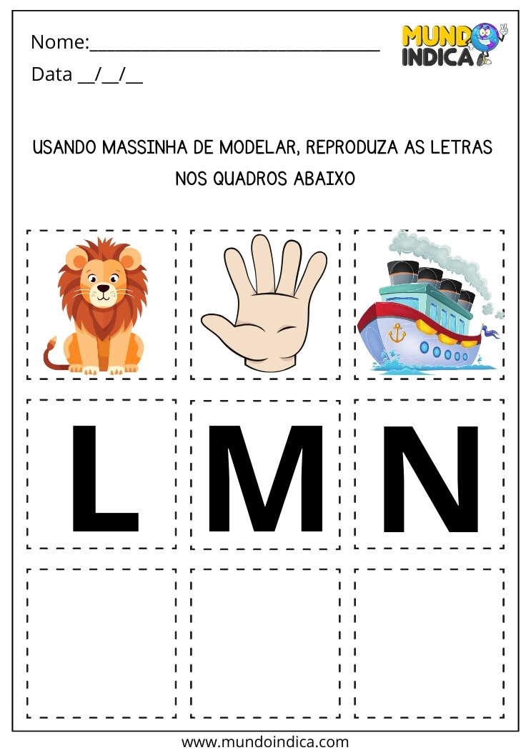 Atividade Lúdica de Alfabetização e Letramento com Massinha de Modelar para Imprimir