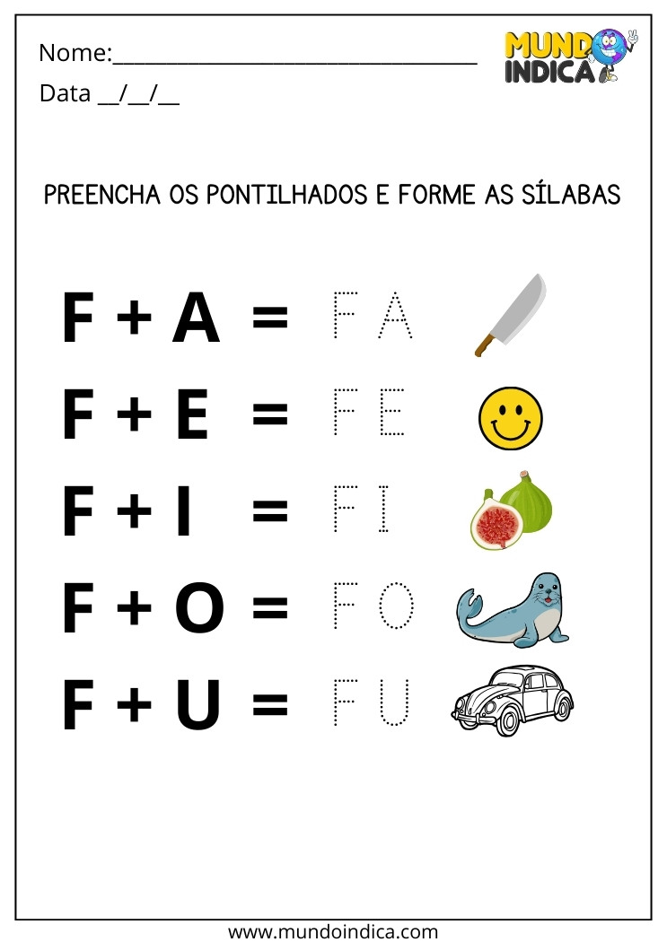 Atividade de Alfabetização e Letramento Preencha os Pontilhados e Forme as Sílabas para Imprimir