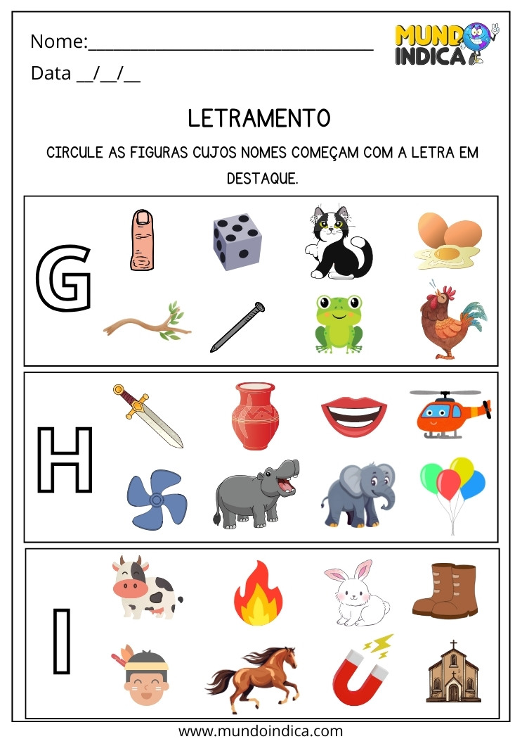Atividade de Alfabetização e Letramento para Imprimir