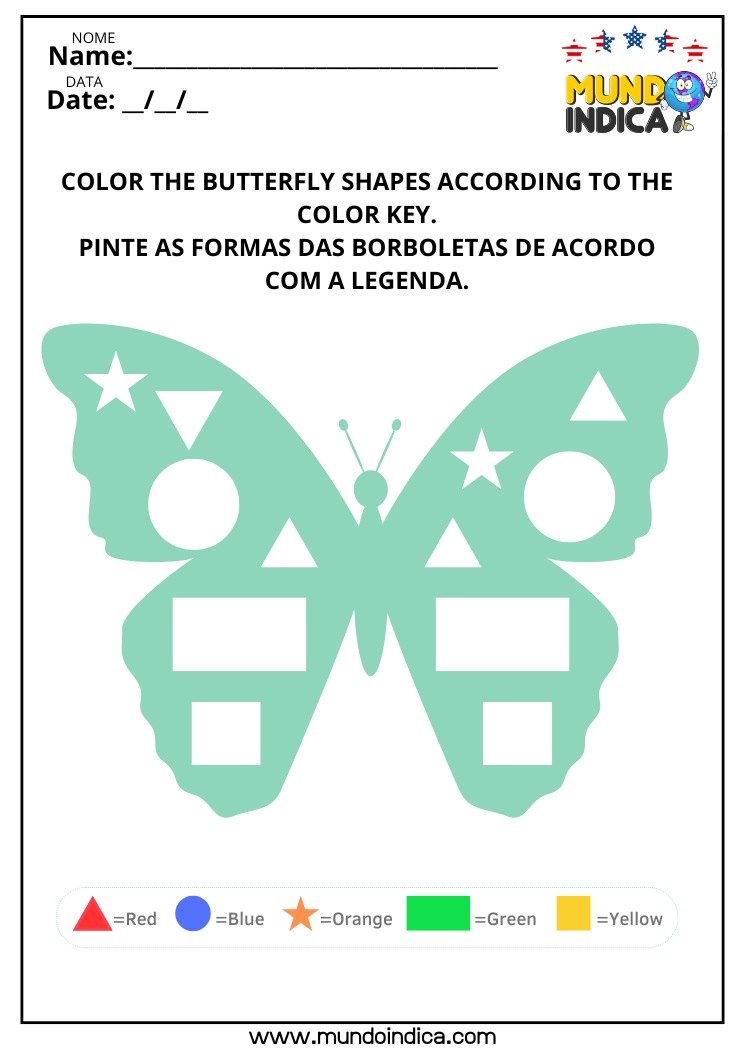 Atividade de Alfabetização em Inglês para Colorir Conforme a Legenda para Imprimir