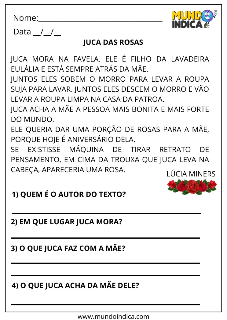 Atividade de Interpretação de Texto para Imprimir