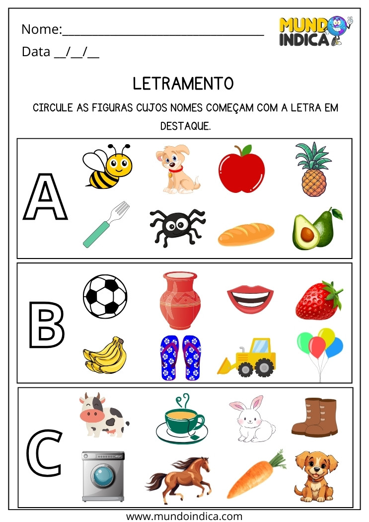 Atividade de Letramento para Imprimir