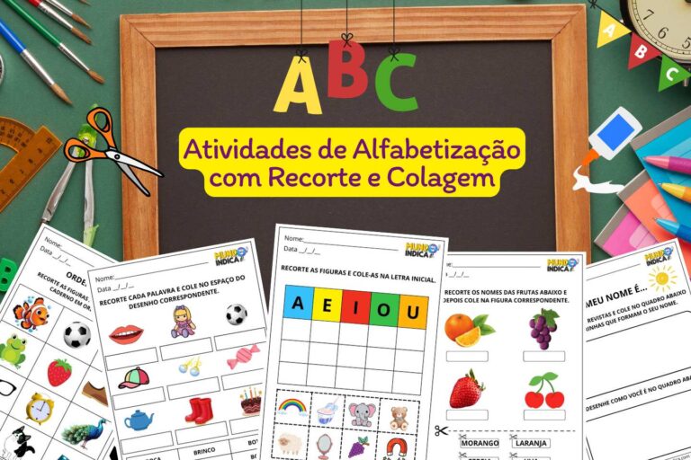13 Atividades de Alfabetização com Recorte e Colagem para Imprimir